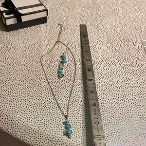 3pcs Vintage Style Antique Silver Jewelry Set With Turquoise Stone Inlay